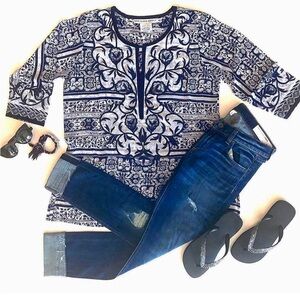 Gretchen Scott Georgette Tunic (Black & Pewter)